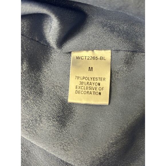 THML Anthropologie Flutter Sleeve Blue White Striped Dress Women’s Medium - Picture 6 of 6